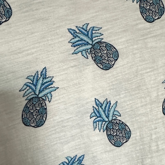 LOFT White Tee with Blue Pineapple Print - Picture 3 of 3